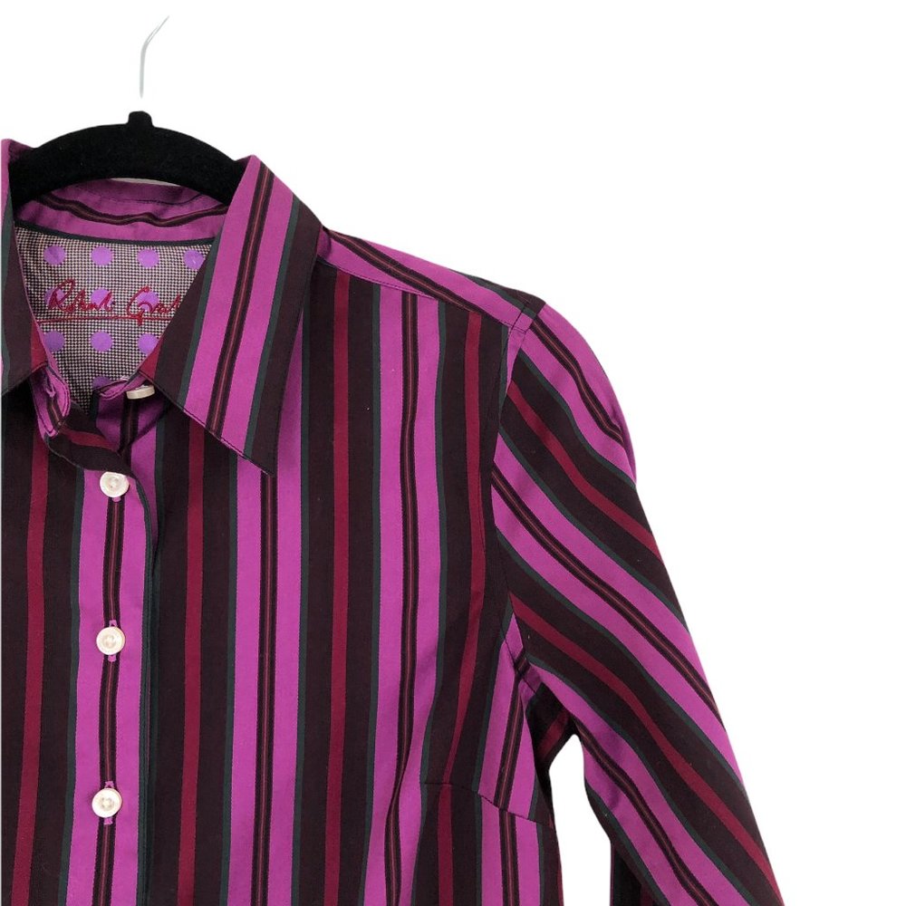 Robert Graham Maroon Green Pink Purple Black Striped Button Up Shirt - Picture 4 of 12